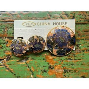 Yen China House Vintage Clip On Earrings‎ And Brooch